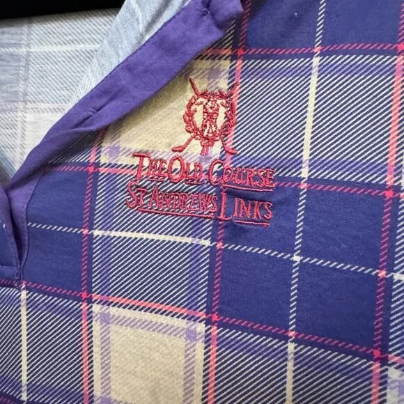 ST. ANDREWS LINKS TARTAN COLLECTION | Purple Tartan Golf Polo Size Medium - Picture 4 of 11